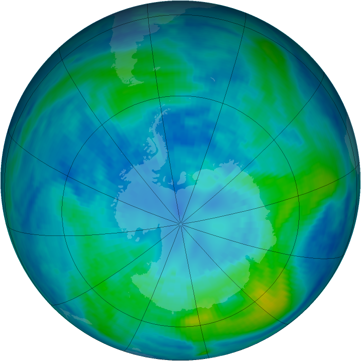 Antarctic ozone map for 07 April 1991